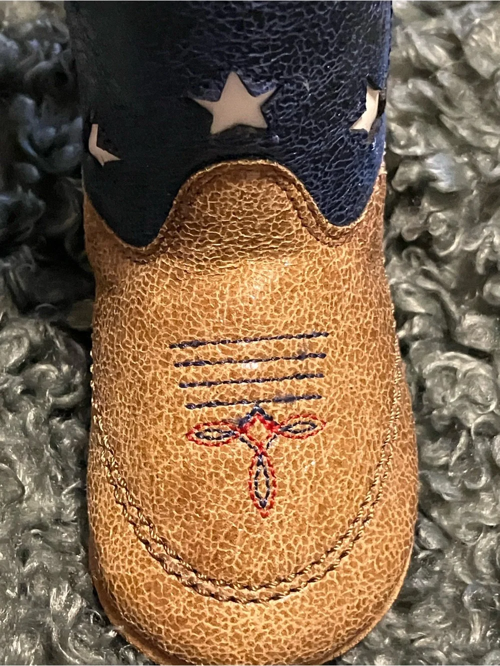 Toddler Star Accent Brown and Navy Western Boots